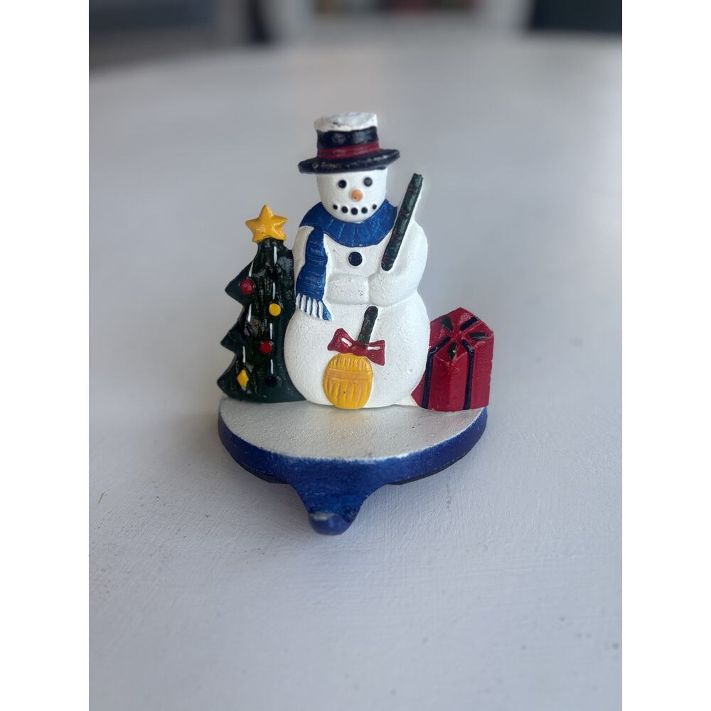 Lillian Vernon LV Vintage Snowman Iron Christmas Stocking Holder Mantle Hook